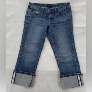 Banana Republic Jeans Womens 8 Blue Denim Cuffed Capri Medium Wash Low Rise